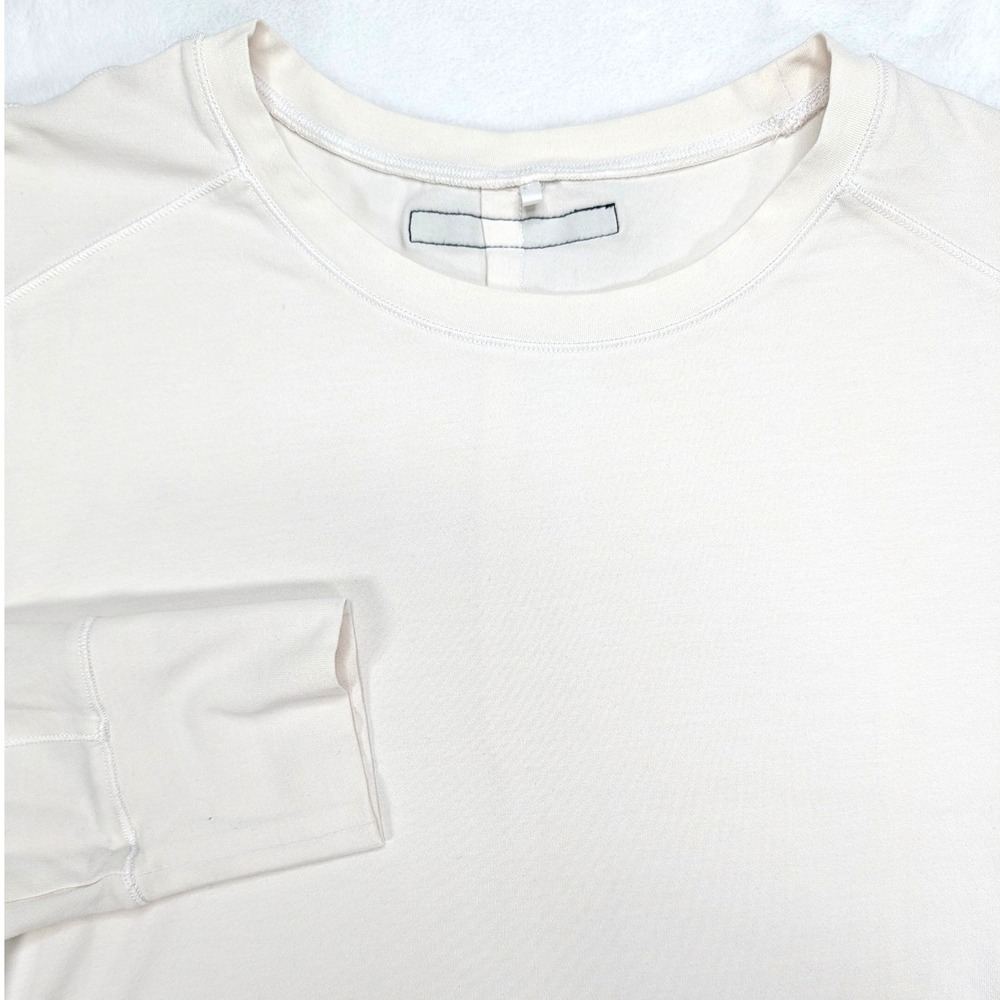 Alphalete Mens Premium Long Sleeve Shirt Off‎ White Cream Athletic Fit Size L